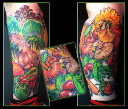Tattoos - Fruits and Vegetables leg tattoo - 62969